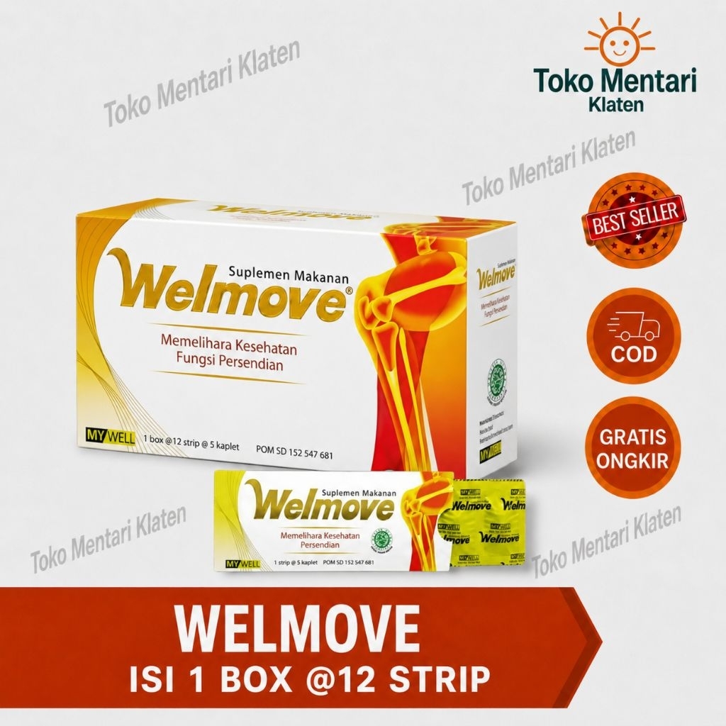 Welmove 1 Box Isi 12 Strip (60 Kaplet) – Suplemen Sendi & Tulang | Glucosamine & Chondroitin, Bantu 