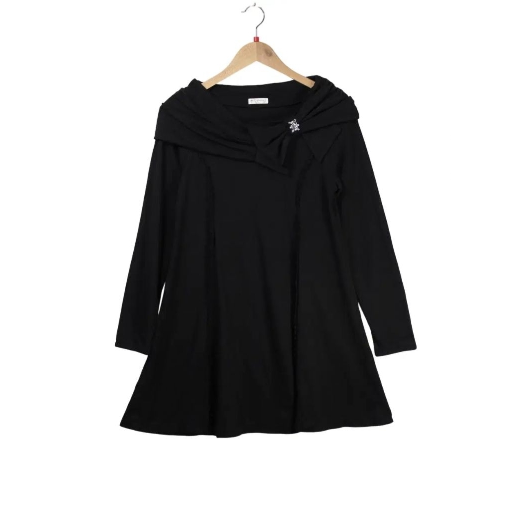 Axes Femme Kawaii Navy Tunic Dress With Bow Collar Unique Off Shoulders