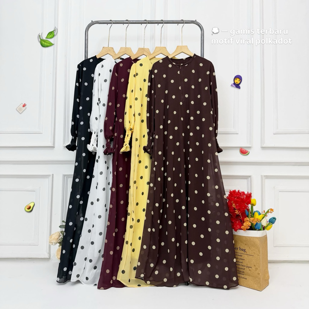GAMIS POLKA TANGAN KERUT Kode : 10062981