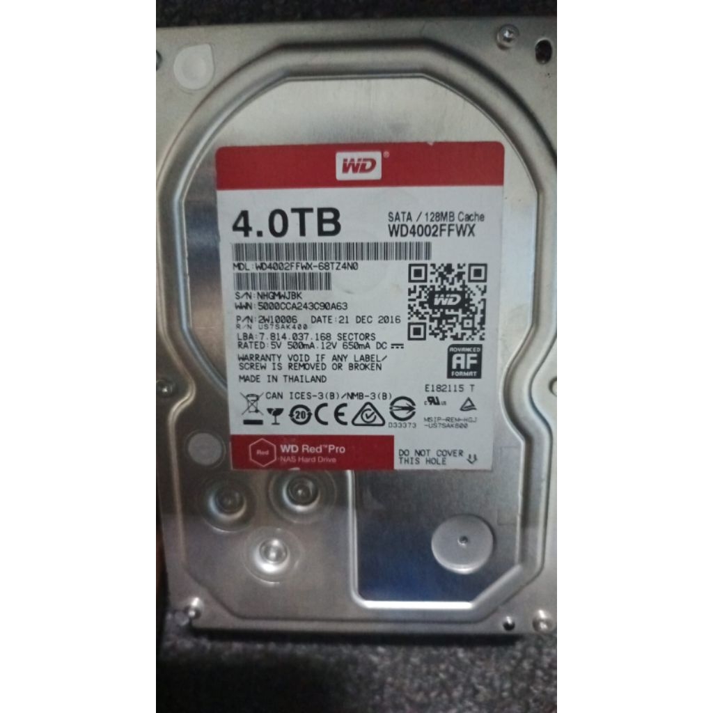 hardisk WD 4TB health 87%