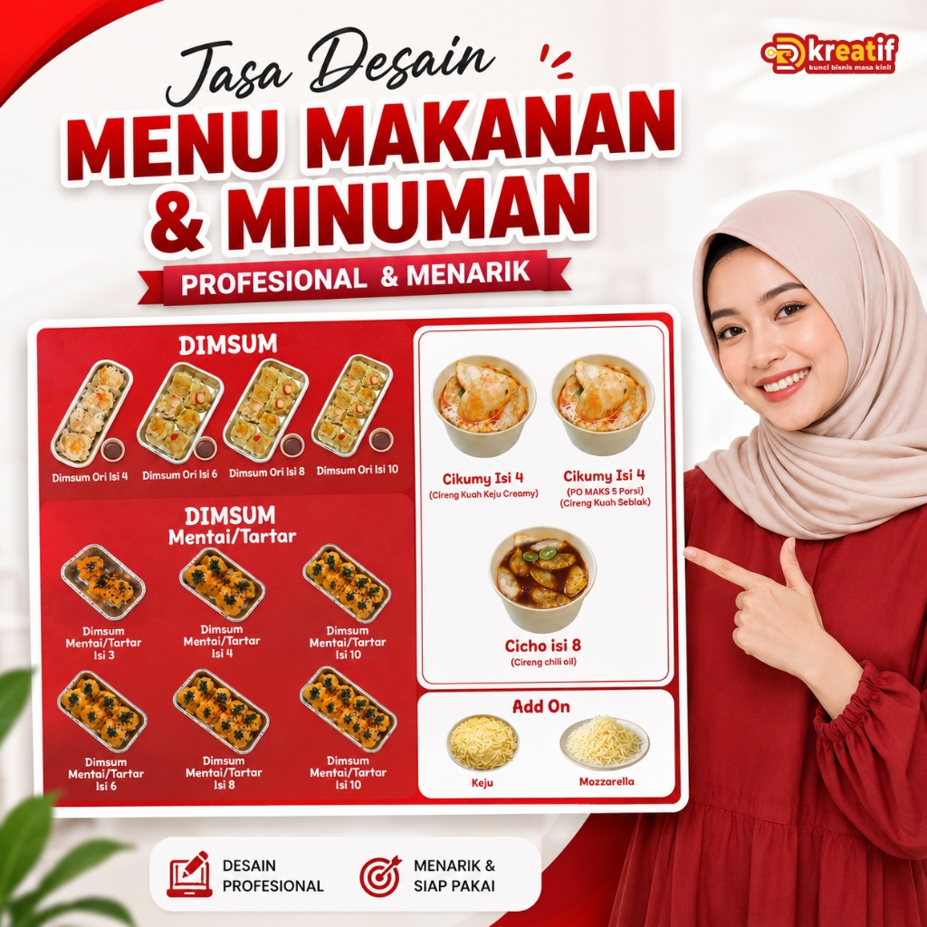 Jasa Desain Menu Makanan Minuman Profesional | Menu Cafe Restoran UMKM Booth Kuliner Siap Cetak