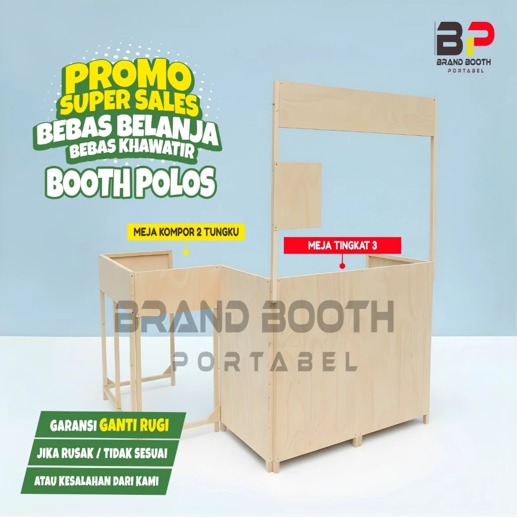 Booth Portable Kayu Minimalis Premium | Stand Display Lipat, Gerobak Jualan & Booth Bazaar