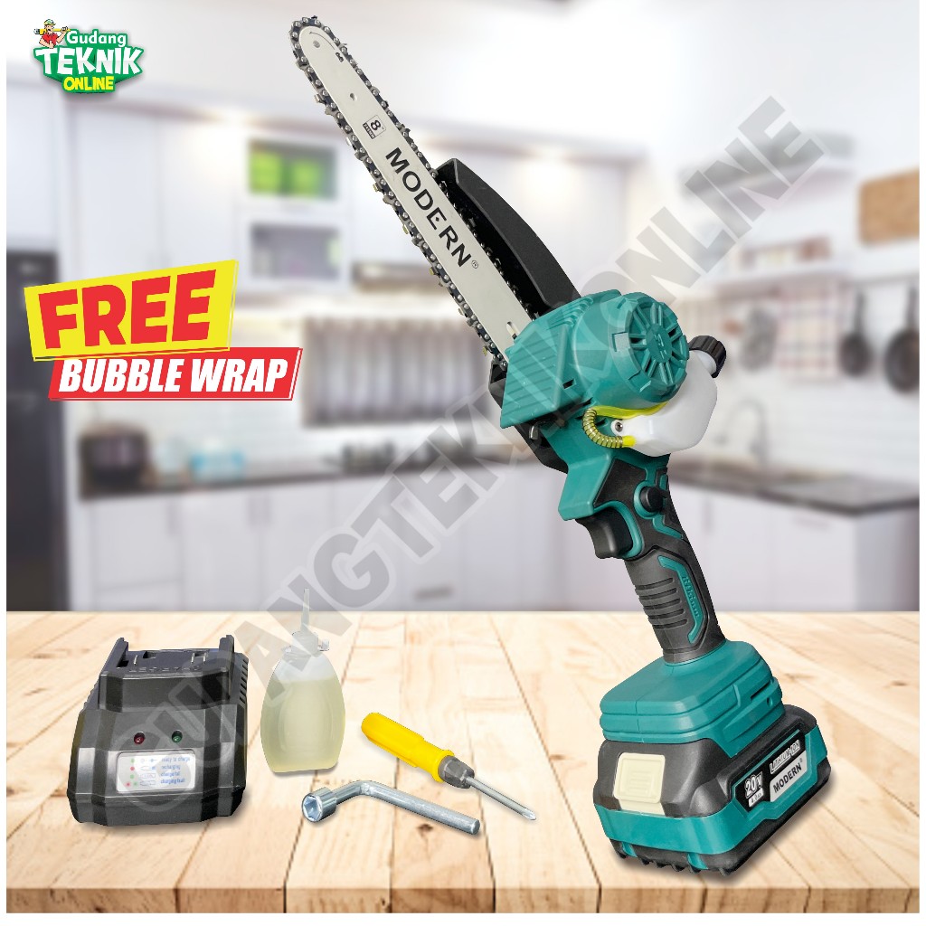 Modern M58 / Mini Cordless Chainsaw Modern M 58 Gergaji Rantai Baterai - Chain Saw Modern M-58