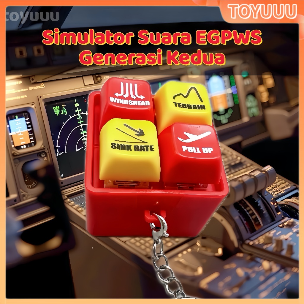 [Bercahaya+Bersuara]2026 New Warning Simulator For Pilot's Gantungan Kunci Simulator Suara EGPWS Pes