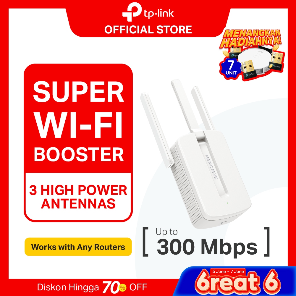 TP-Link | Mercusys MW300RE | 300Mbps Wi-Fi Range Extender | Penguat Sinyal WiFi | Repeater | WPS