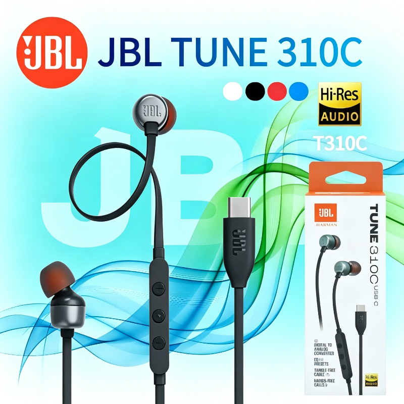 JBL Tune 310C Wired Earphone Type C Original Harman – Super Bass Handsfree Kabel Original