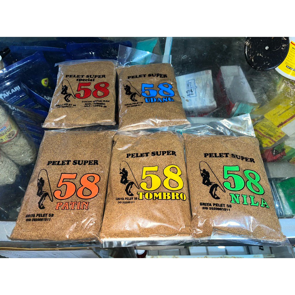 Pelet Super 58 Aroma Amis Minyak Ikan, Wangi, Udang, Patin