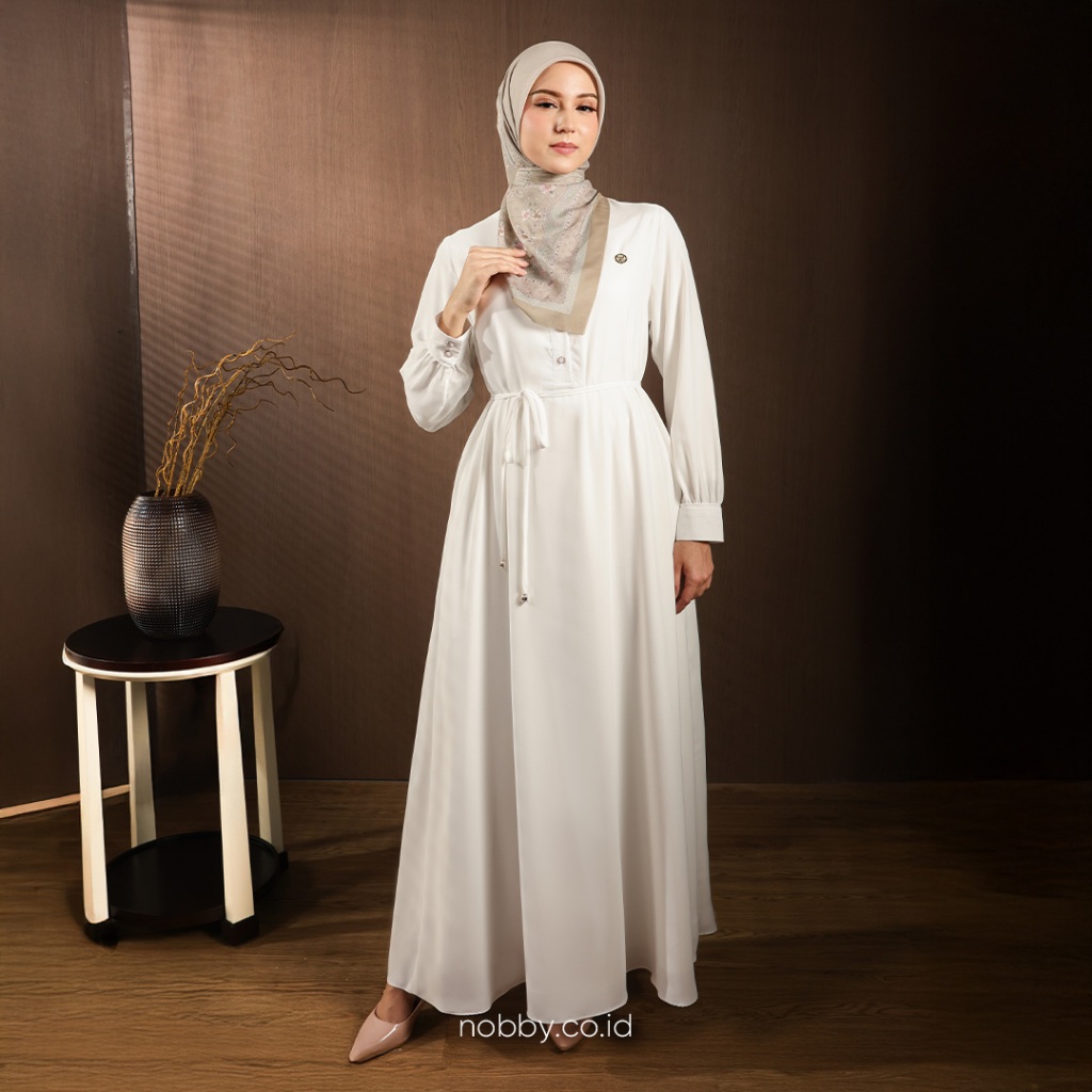 Nobby Arfa Dress Gamis Polos Wanita FREE Belt Bahan Puccini