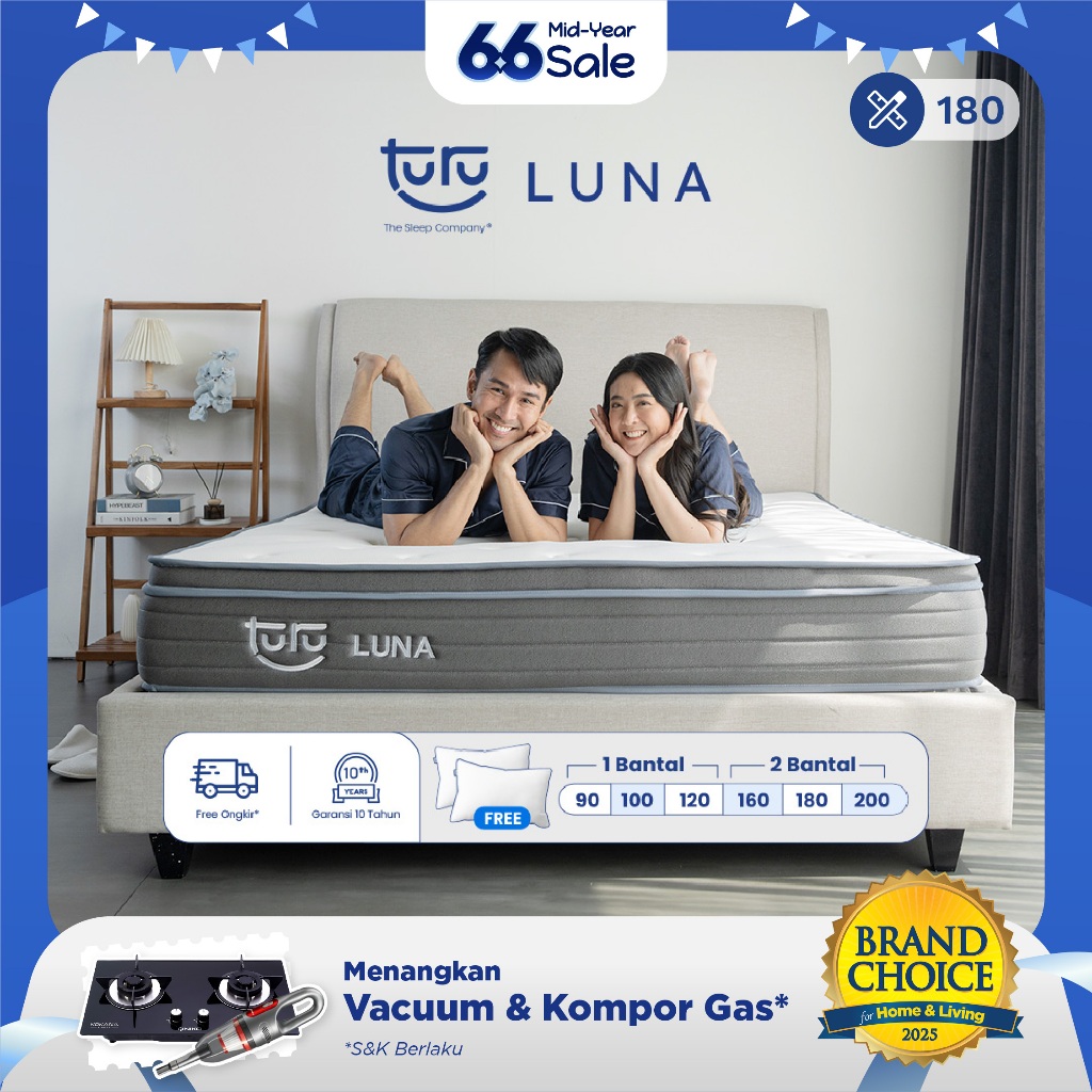 Kasur Busa Premium TURU LUNA Plush Top Natural Latex ukuran 180x200