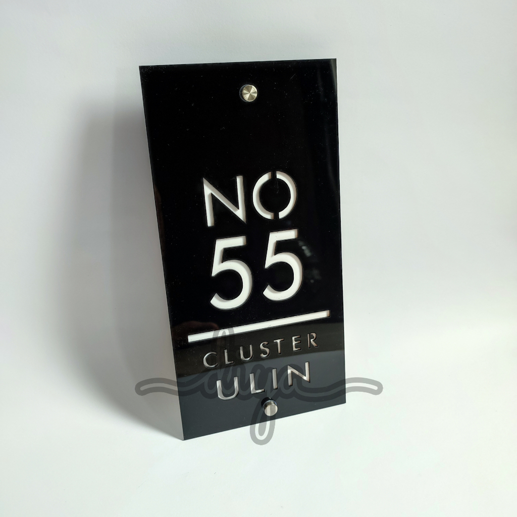 Nomor Rumah Efek Huruf Negatif (bolong) - Akrilik - House Number Acrylic Negative Effect - Custom