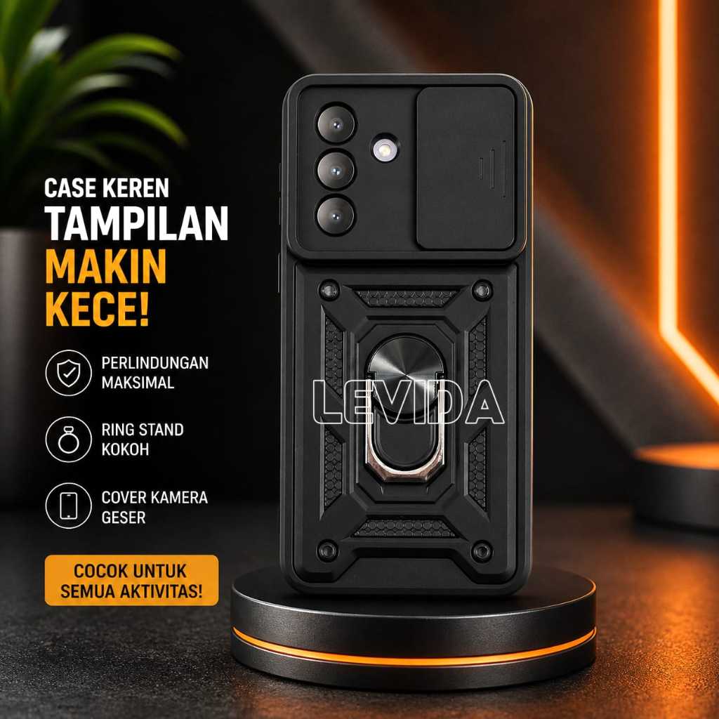 Vivo V70 Vivo V70 FE Case Robot Slide Kamera Protect + Ringstand Black Vivo V70 Vivo V70 FE