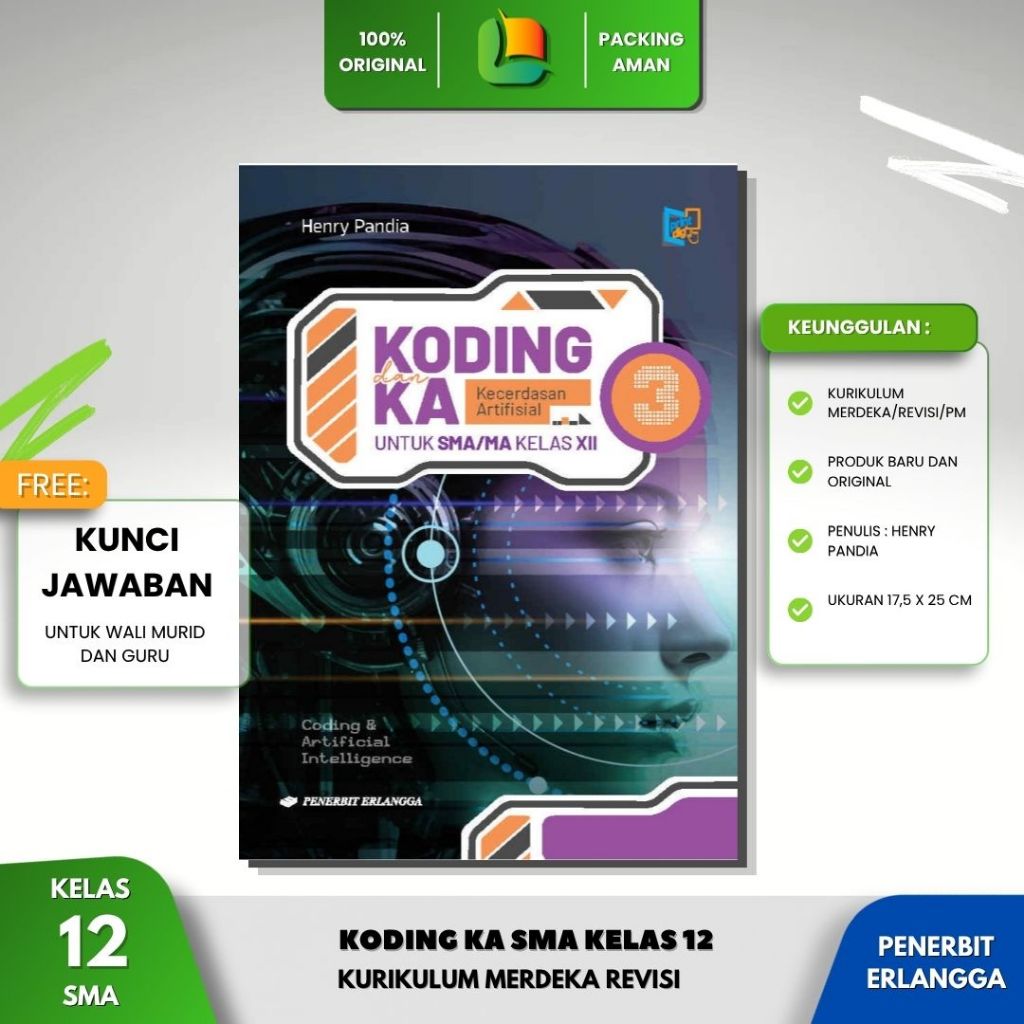 Koding & KA SMA Kelas 12 - Kurikulum Merdeka - Penerbit Erlangga Original