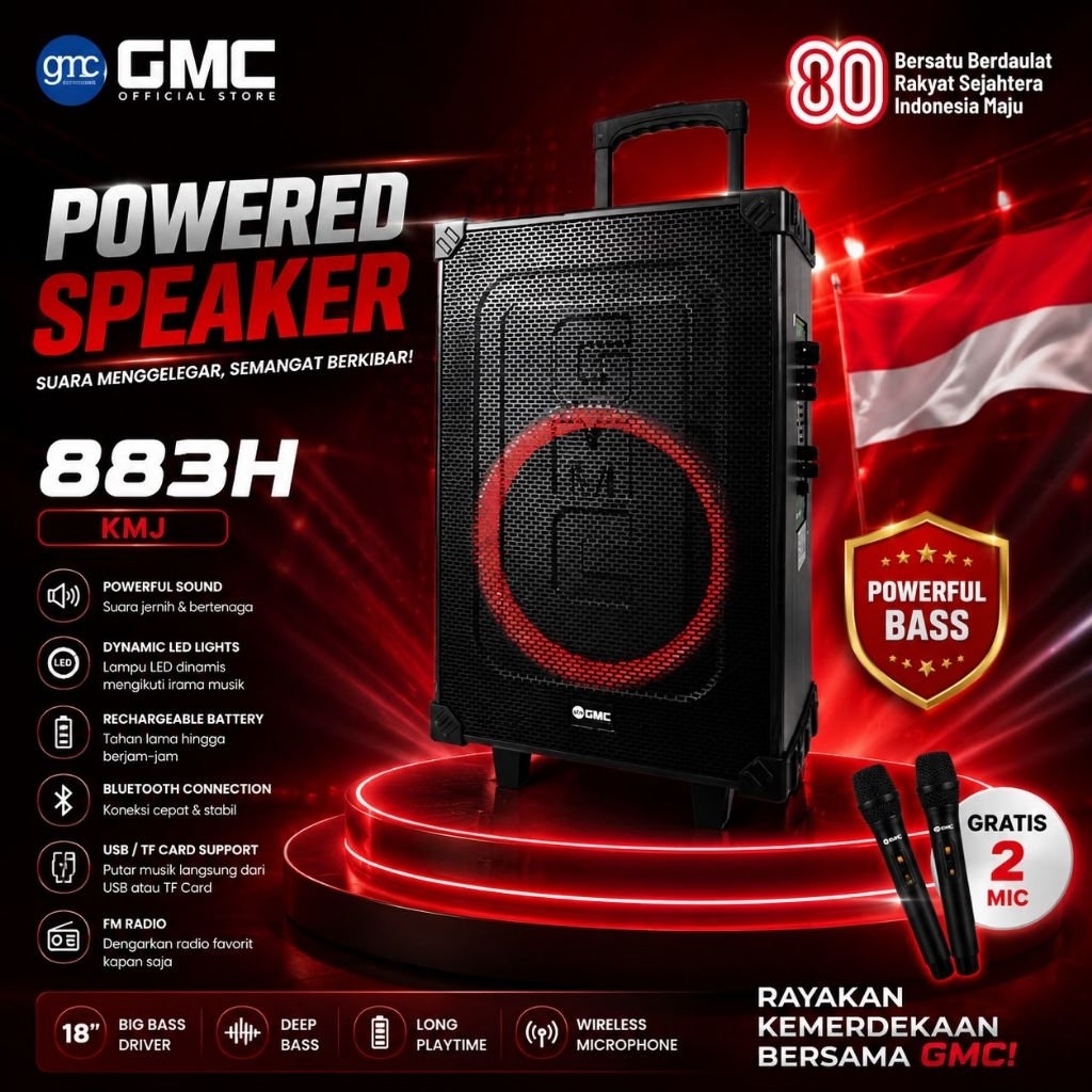 GMC Speaker Portable 12 Inch Bluetooth 883H