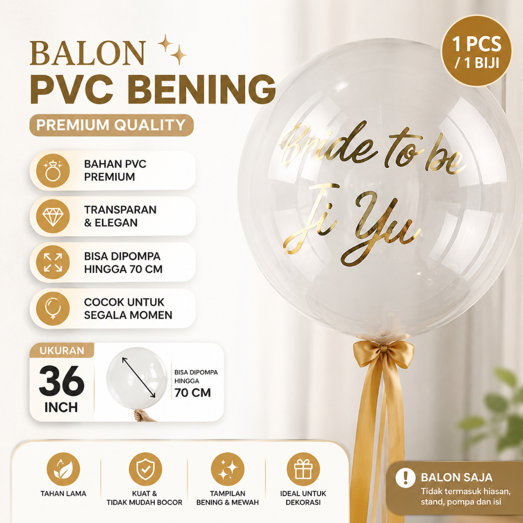 1 pcs Balon Bobo Merah 36 Inch PVC Bening Balon Mika untuk Buket Hadiah Hampers Balloon Ulang Tahun
