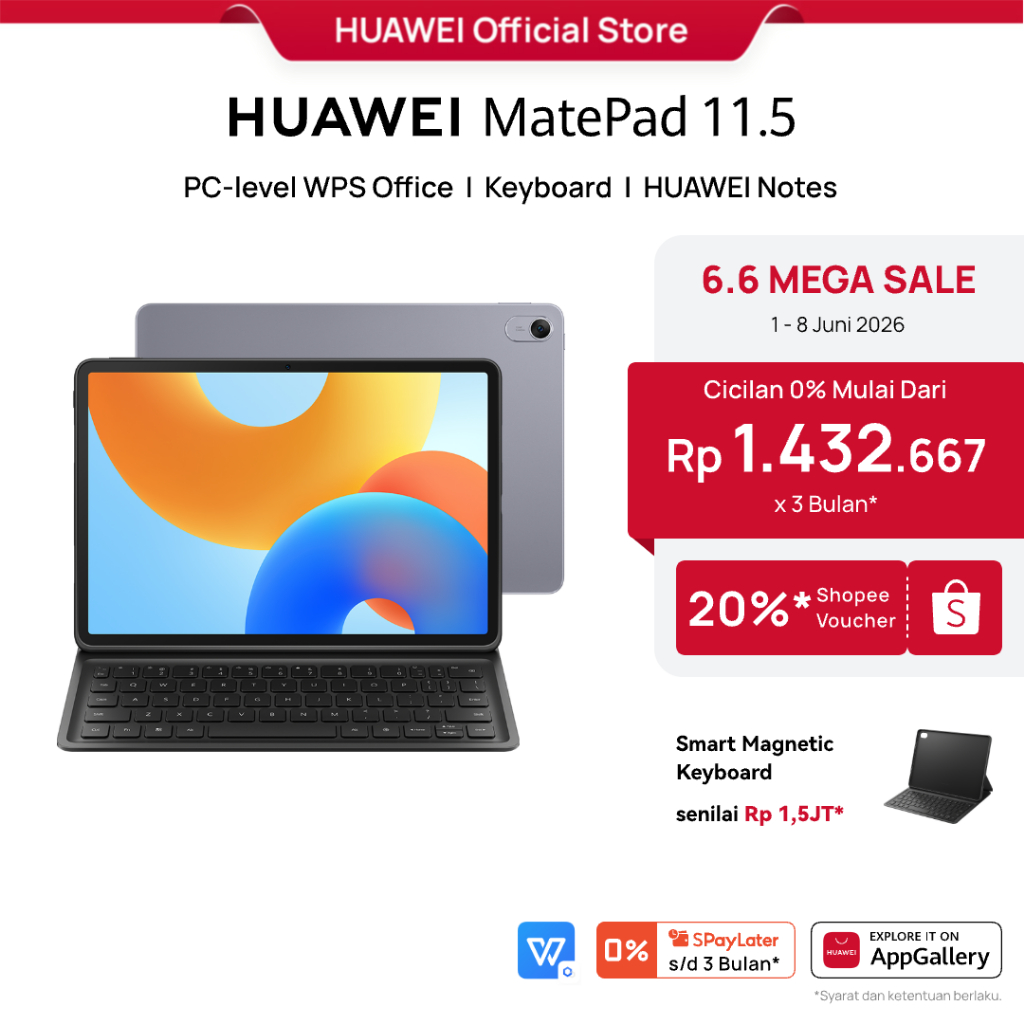 [6.6 | Voucher s/d 20%] HUAWEI MatePad 11.5-inch Tablet | PC-level WPS Office | Keyboard | HUAWEI No