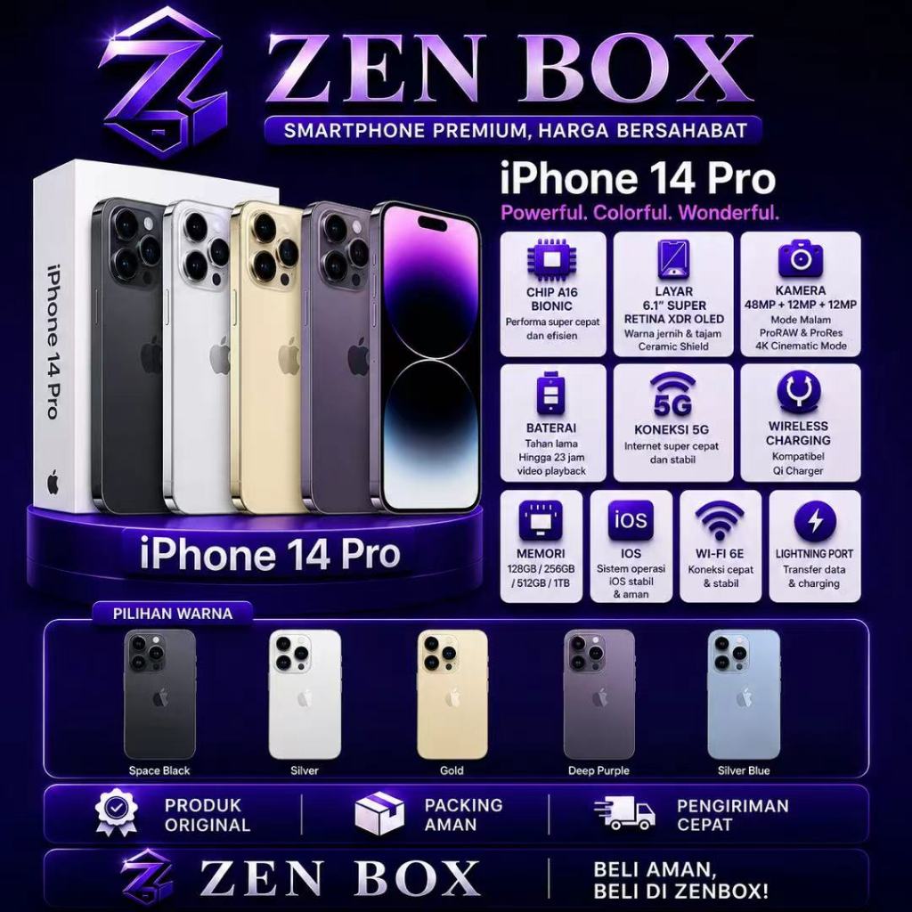 IP 14 Pro Second inter 128GB/256GB Original Bergaransi