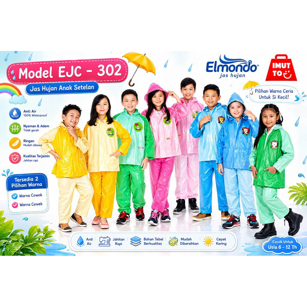 mantel anak elmondo 302 / setelan mantel anak / jas hujan jaket celana anak / mantel anak / jas huja