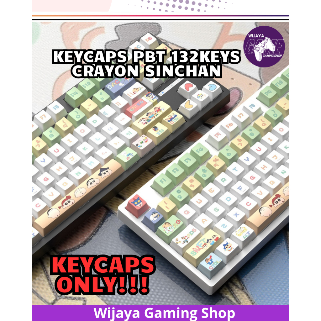 Keycaps PBT 132 Keys Crayon Shinchan Mechanical Keyboard - Premium Dye Sub
