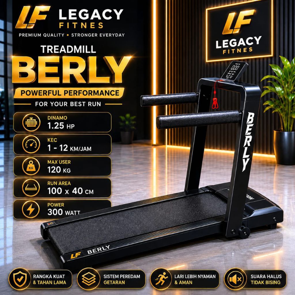Treadmill Elektrik Running pad Legacy Berly Alat Fitnes Treadmil Listrik Murah Alat Lari