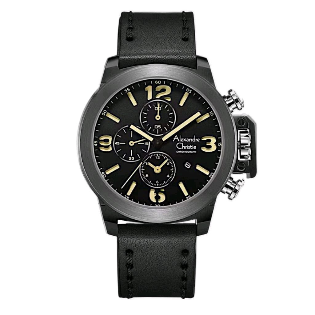 Jam Tangan Pria Alexander Christie AC 6280 Cronograph Strap Leather Original Garansi 1 Tahun