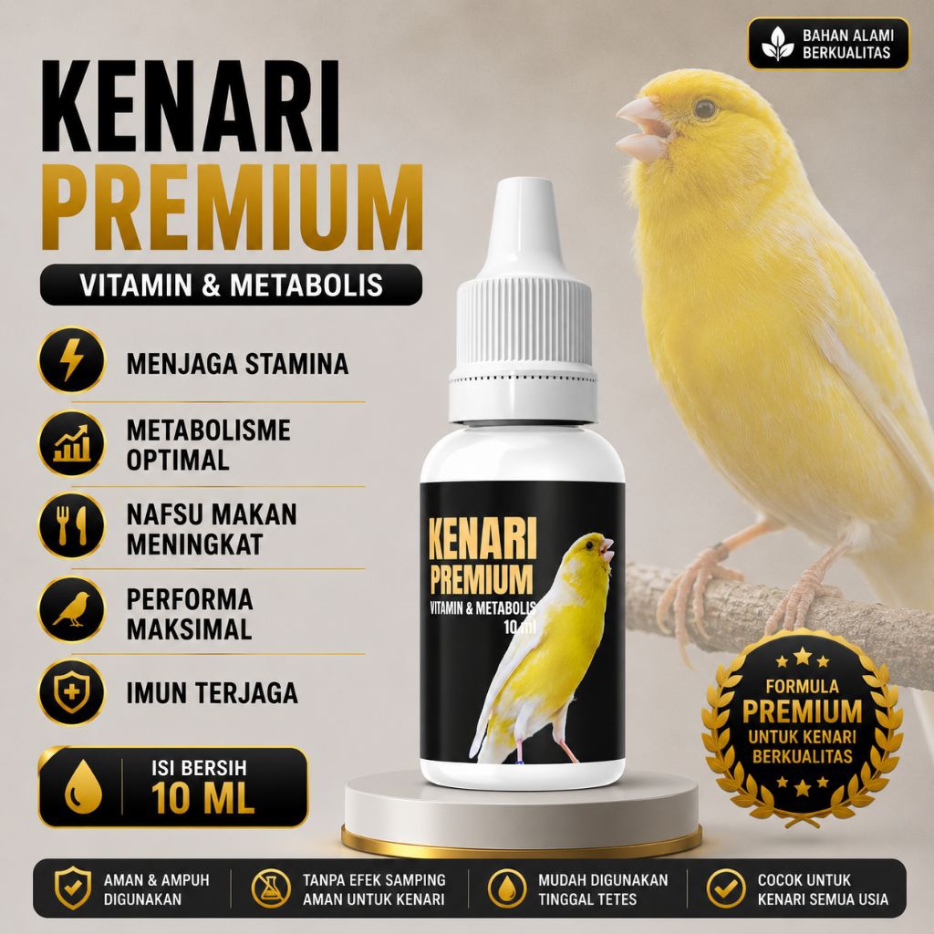 KENARI PREMIUM VITAMIN DAN METABOLISME BURUNG KICAU 10 ML - Vitamin burung kenari premium gacor nger