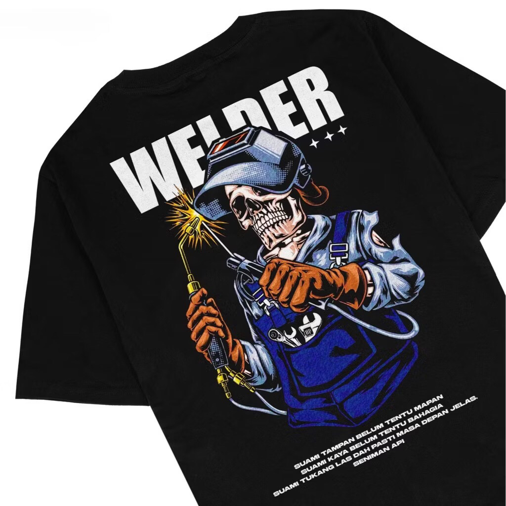 BAJU KAOS WELDER TENGKORAK INDONESIA SENIMAN API - KAOS MURAH - KAOS PREMIUM - KAOS TERBARU - KAOS V