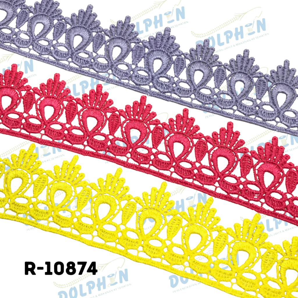 R10874 Renda Bordir PREMIUM Lebar 4.5cm Meteran / Aksesoris Baju Wanita Dress Craft