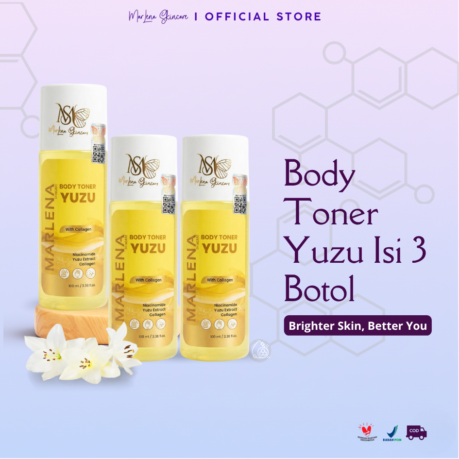 Marlena Skincare Paket  3 Toner Badan Yuzu With Collagen