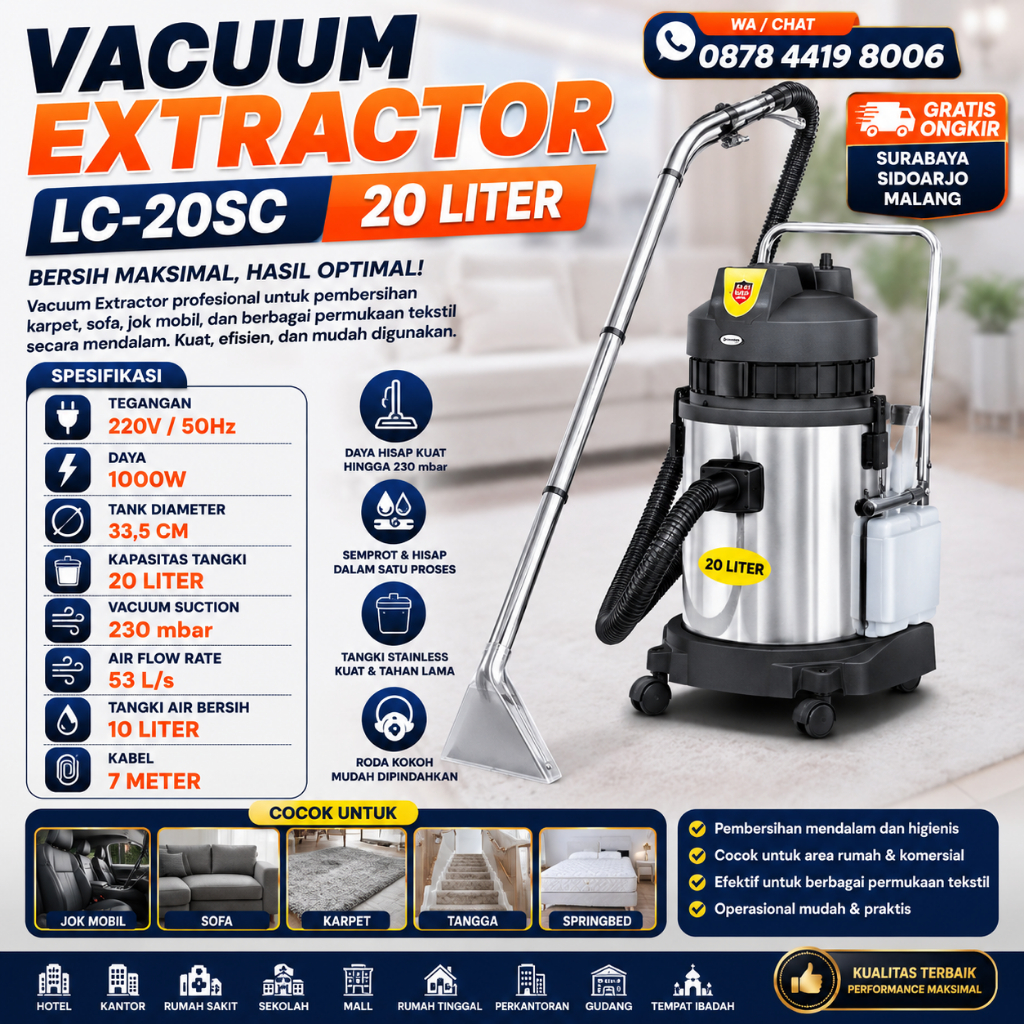 Vacuum Extractor 20 Liter 30 Liter Untuk Sofa dan Karpet