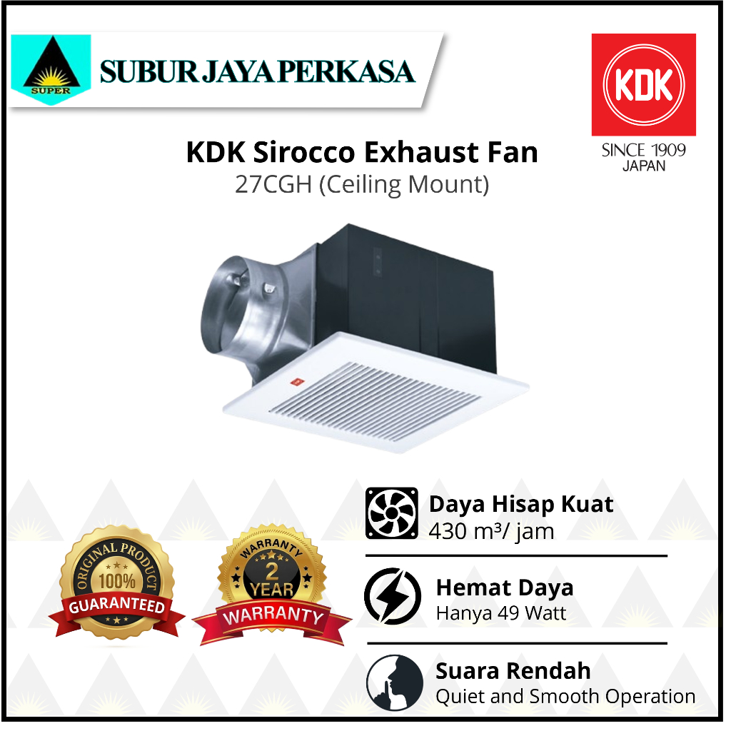 KDK 27CGH Exhaust Fan Plafon Ceiling Sirocco Ducting