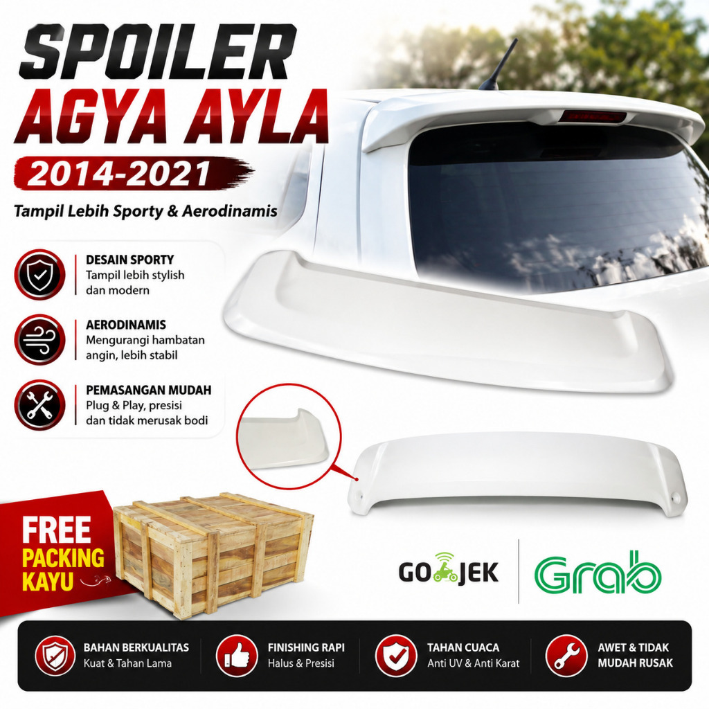 Rear Spoiler Sayap Belakang Body Kit Perodua Axia Agya Ayla 2014-2021