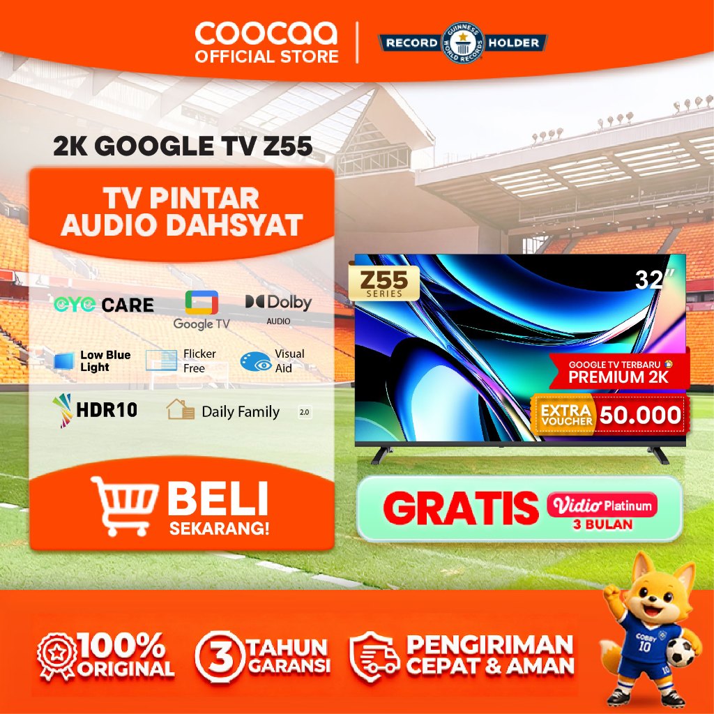 [TERBARU] COOCAA TV 32 inch Z55 - Google TV - Eye Care 5.0 - Dolby Audio - HDR10 -  (COOCAA 32Z55)