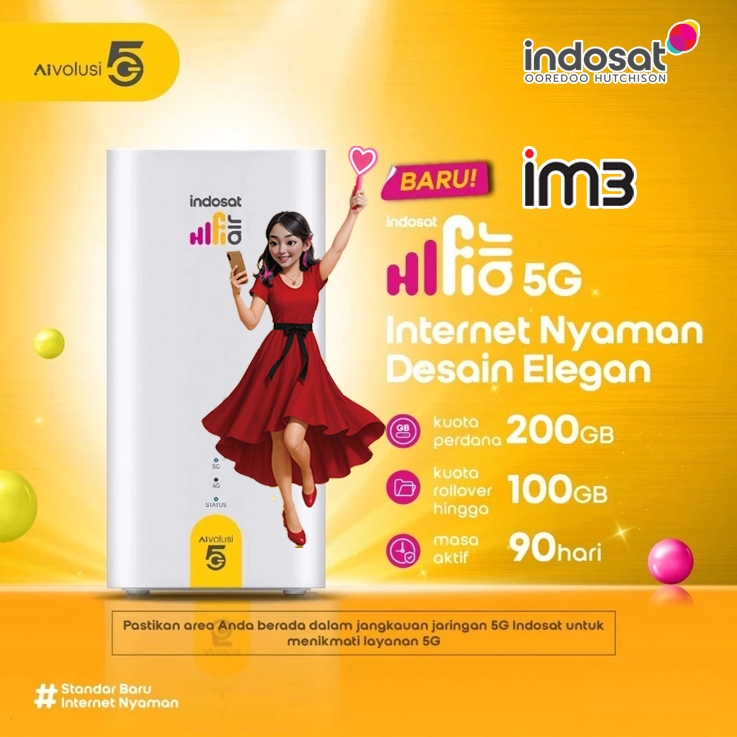 Indosat HiFi Air 5G H2 Huawei Brovi H153 Modem 5G Free Indosat IM3 200GB