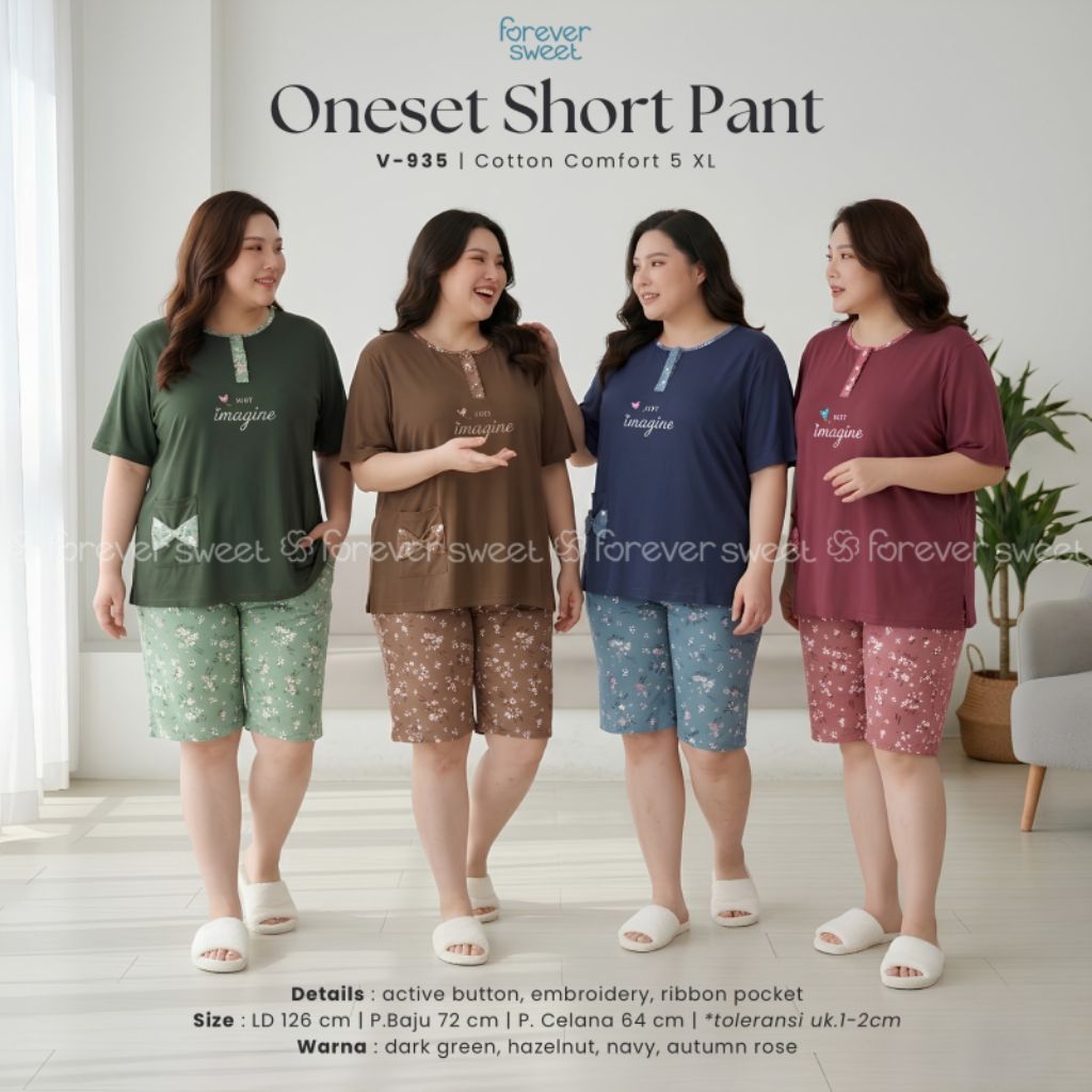 FOREVER SWEET-Baju Tidur Jumbo 5L Celana Pendek