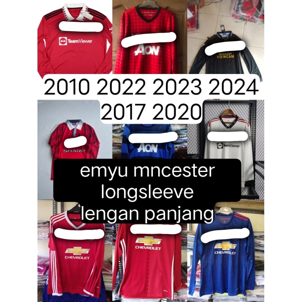 mu emyu mancester unitet Longsleeve lengan pajang home away 1999 2000 2001 2006 2008 2010 2015 2022 