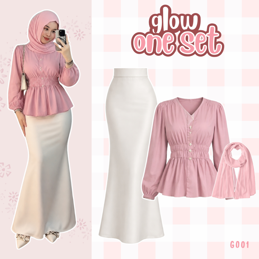 Setelan Outfit Kondangan | Blouse Zaleri Kerut+Rok Duyung+Pashmina Ceruty | Outer Brokat Kondangan G