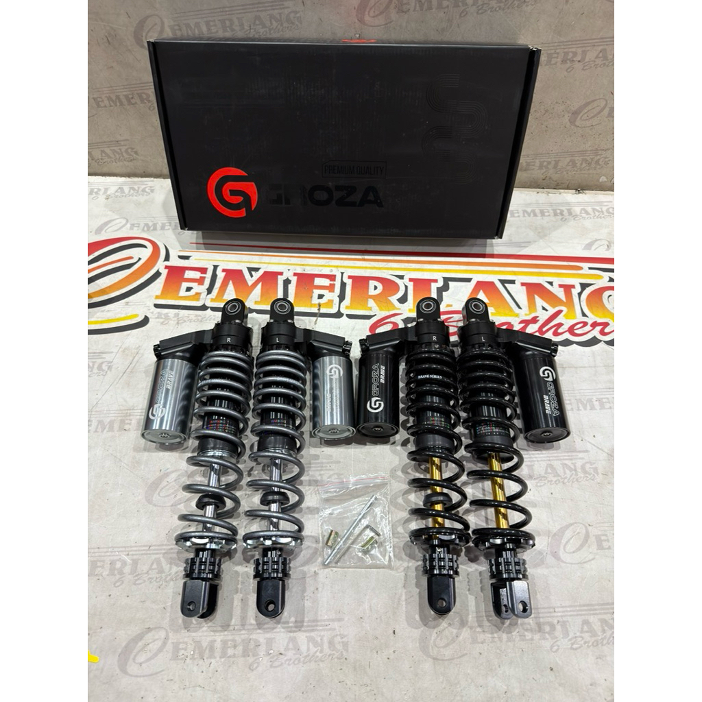 SOK BELAKANG GROZA BRAVE SERIES 350MM XMAX 250 PCX 150 HITAM TITANIUM SHOCKBREAKER GROZA BRAVE