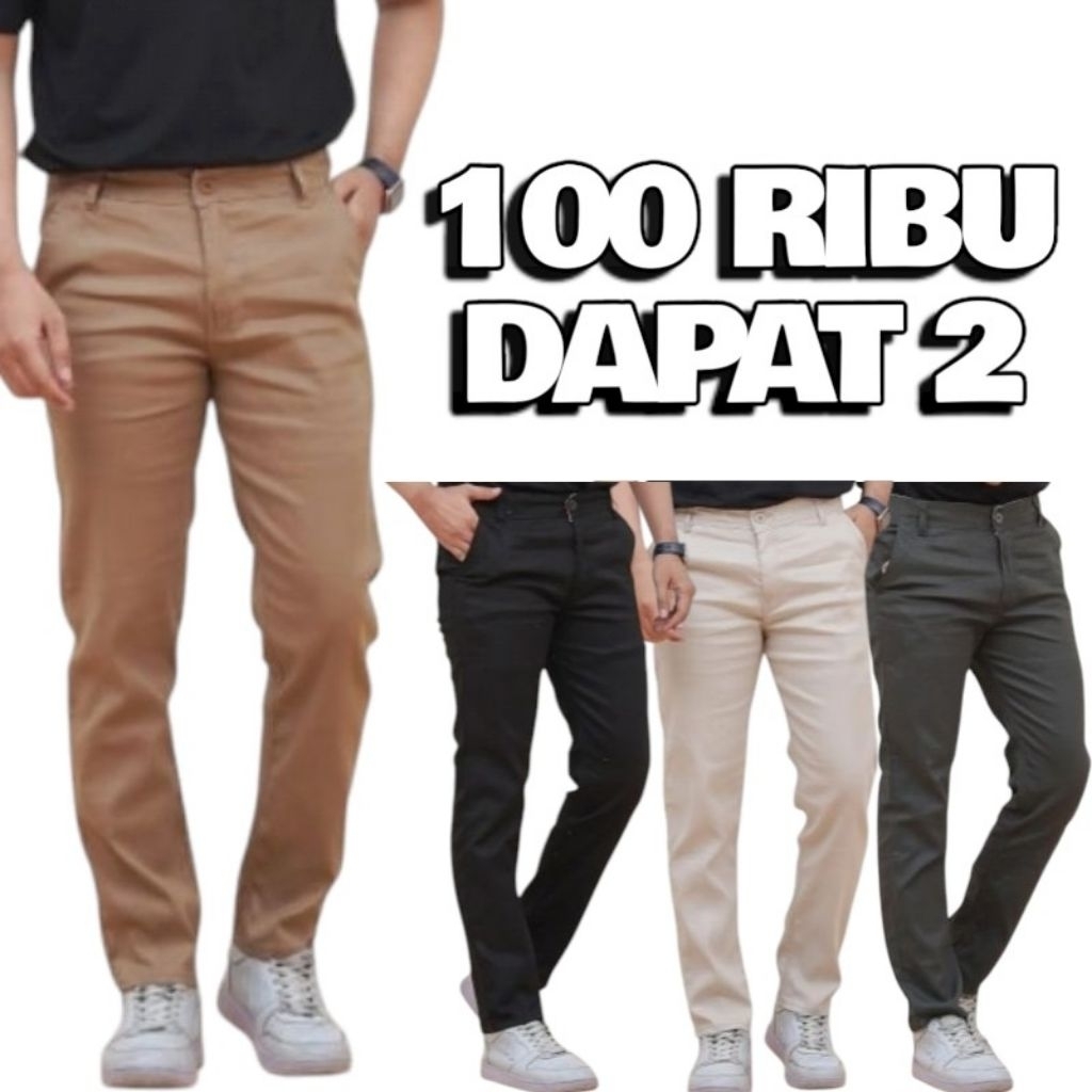 ZELINCO - 100 RIBU DAPAT 2 CELANA CHINOS PANJANG MODEL SLIMFIT
