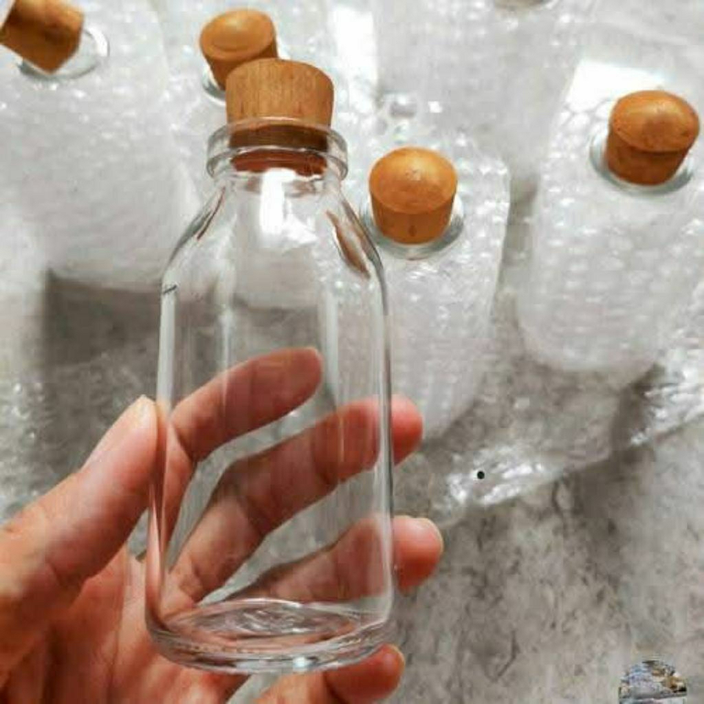 Botol kaca 100ml tutup sumbat kayu