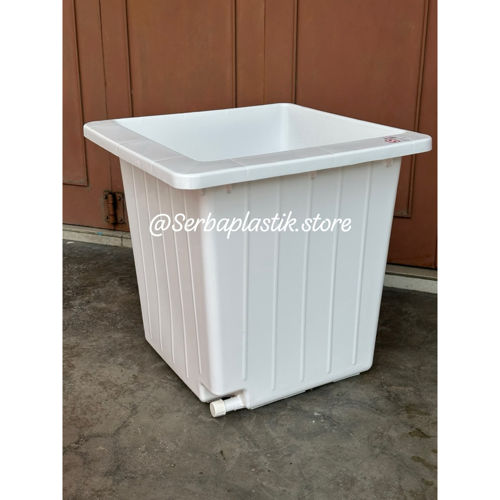 TERLARIS bak mandi plastik putih pink / bak air segi kran + tutup / bak mandi dewasa / bak sudut toi