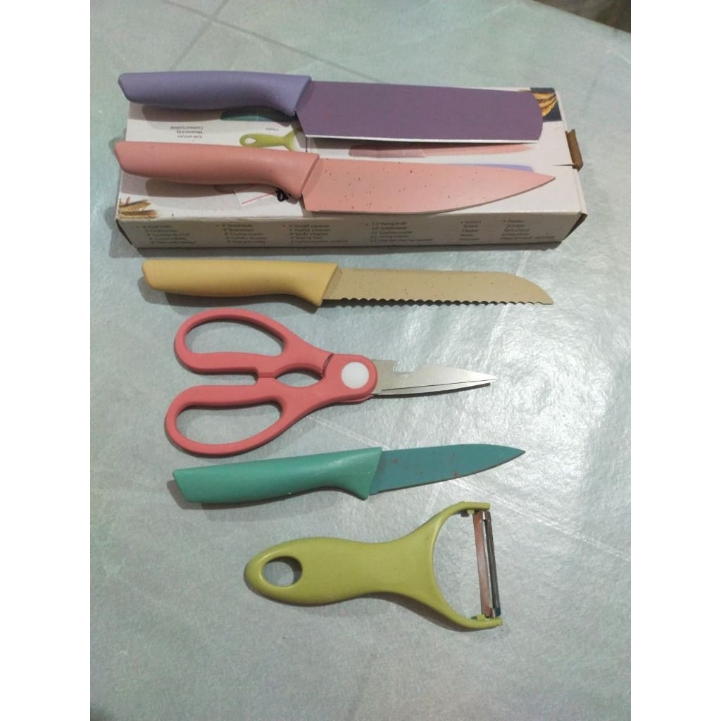 Pisau Dapur Set 6 Kitchen Knife Stainless Steel Corrugated