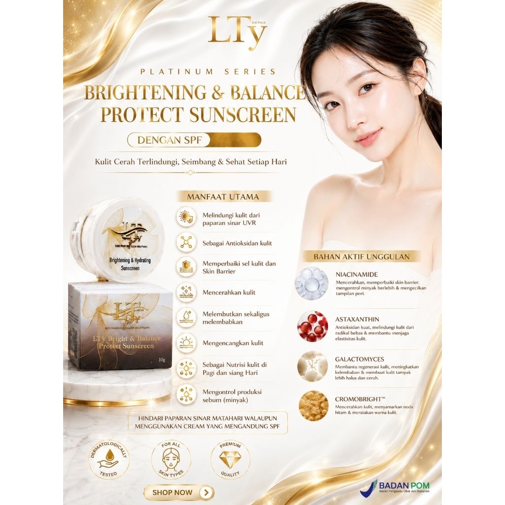 LTy Derma (ELTIway) Bright Sunscreen/ Cream Siang PENCERAH & Anti BRUNTUS wajah