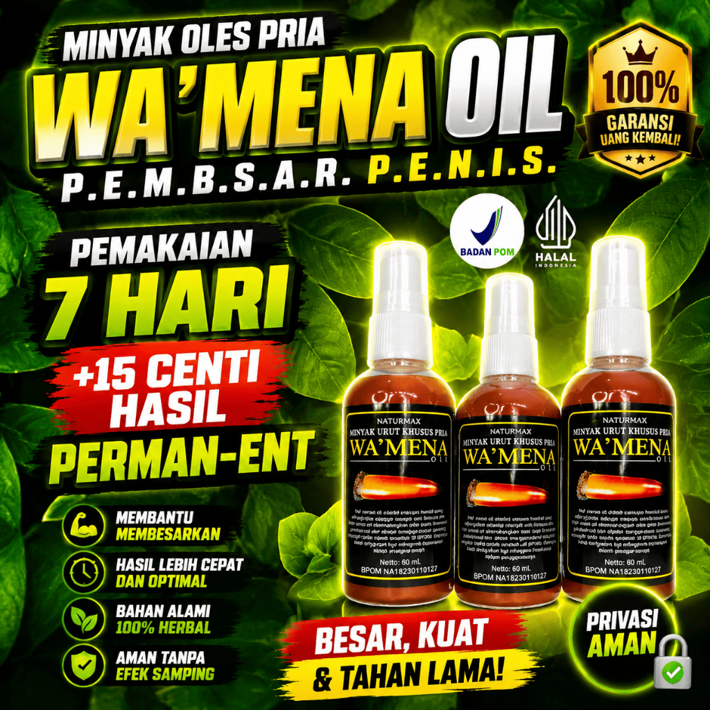 Minyak herbal tradisional WA'MENA daun 3jari asli Papua pembesar permanen pria kuat dan tahan lama