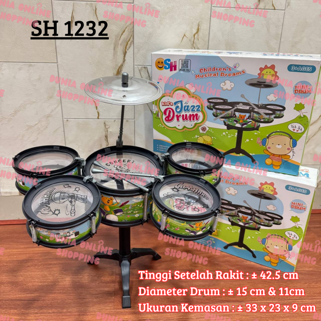 Mainan Drum Edukasi Anak / Mainan Drum Jazz Anak / Drum Mainan / Drum Set Anak