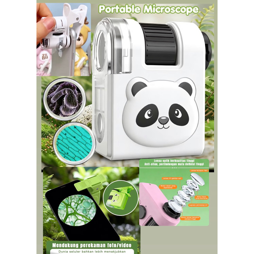 Portable mikroskop 80X Mini Mikroskop Kit Mikroskop Laboratorium Portabel Mainan Anak Edukasi Sains 