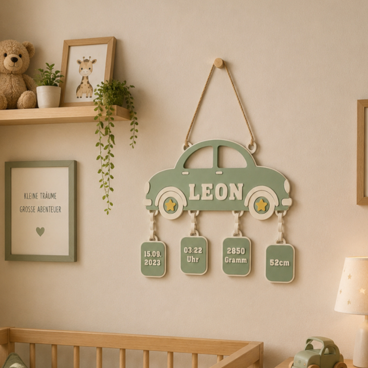 Custom Baby Birth Stat Mobil Nama Bayi | Dekorasi Data Kelahiran Bayi Custom Nama Tanggal Jam Berat 