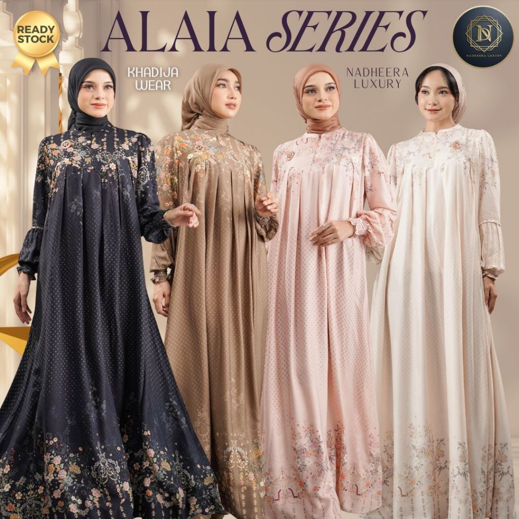 ALAIA DRESS MIDI NADHEERA LUXURY GAMIS RAYON PREMIUM TERBARU ALAIYA ALAYA SP NADHERA MOTIF ALIA