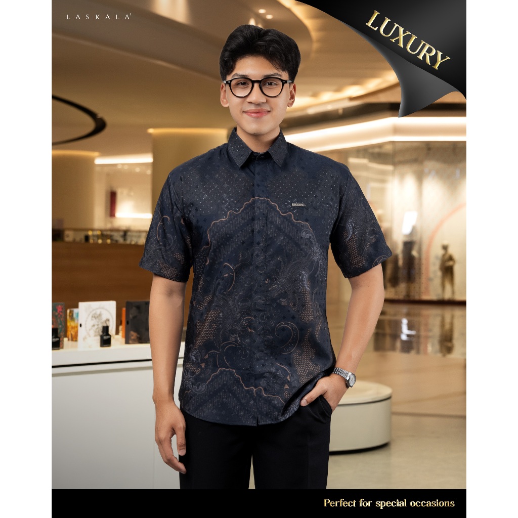 Laskala Batik Premium Agasta Kemeja Batik Pria Slimfit Lengan Pendek
