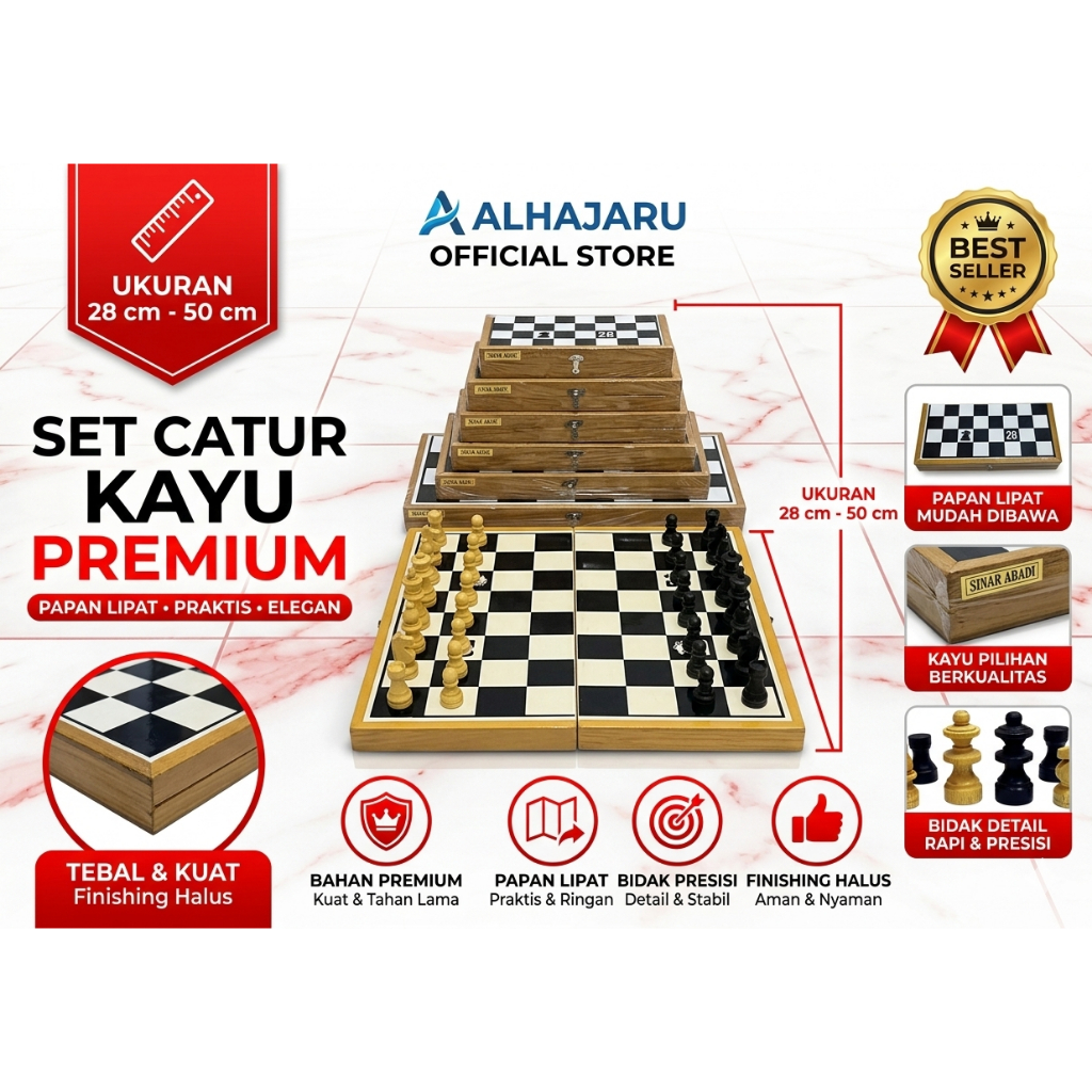 Permainan Papan Catur / Catur Kayu Lipat / Papan Kayu Catur Kayu