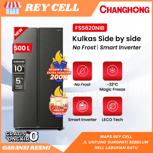 Changhong 500L Kulkas Side By Side Inverter Refrigerator FSS620NIB